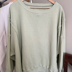 American Eagle Sage Green Waffle Knit sweatshirt